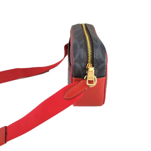 Coach CBM36 Mini Jamie Signature Varsity Camera Bag Crossbody Denim Bold Red - Picture 5 of 7